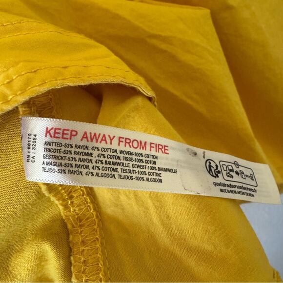 Anthropologie Mustard Yellow Cutout Short Sleeved Cotton Blend Mini Dress Small - Picture 6 of 7